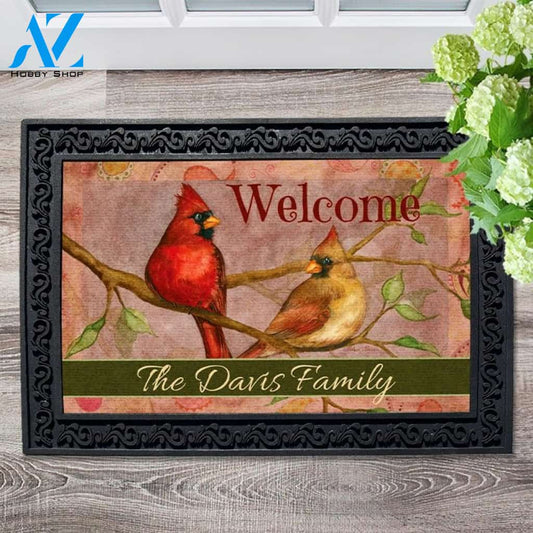 Cardinal Pair Personalized Doormat - 18" x 30"