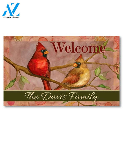 Cardinal Pair Personalized Doormat - 18" x 30"