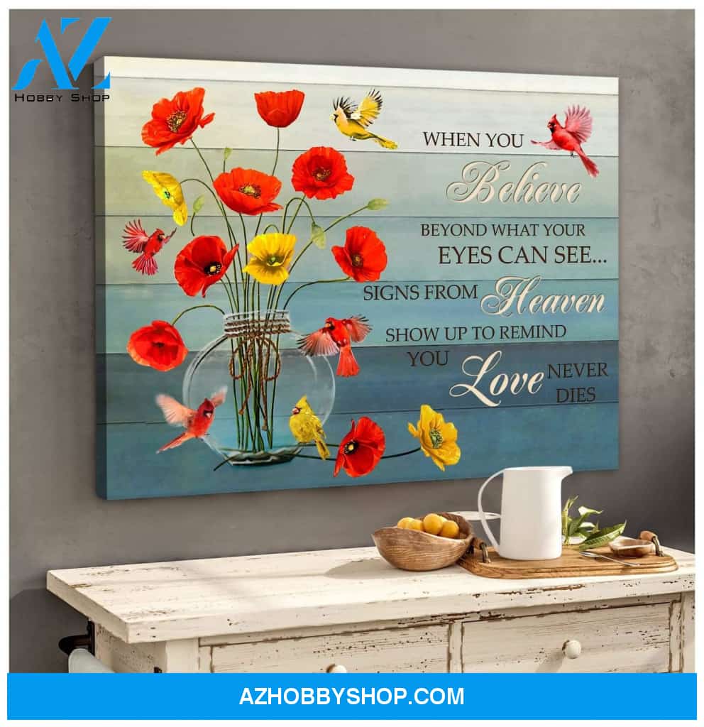 Cardinal Poppies When You Believe Canvas Wall Art