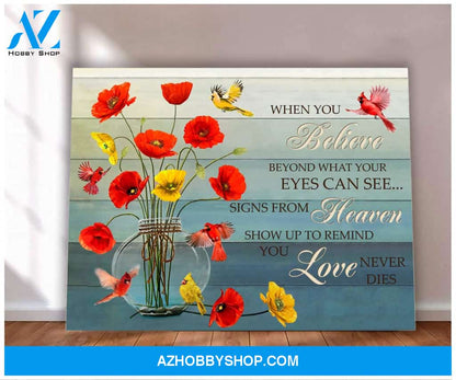 Cardinal Poppies When You Believe Canvas Wall Art