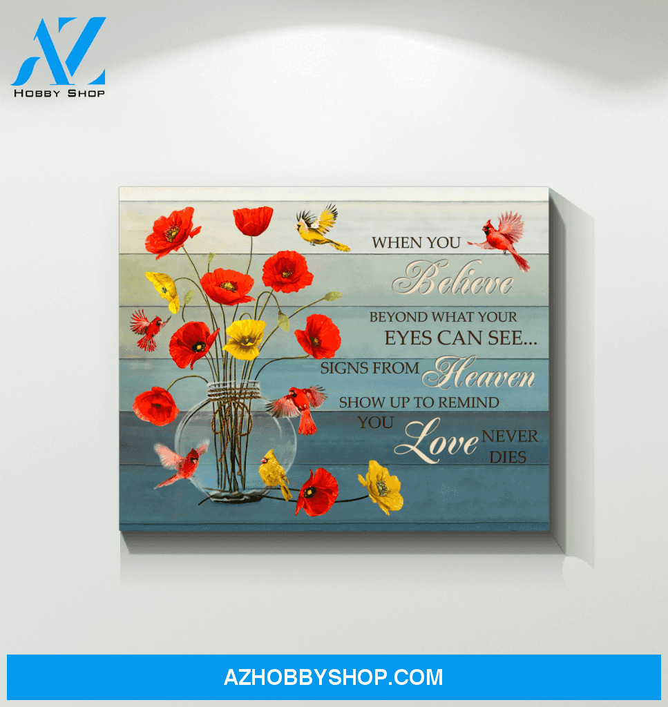 Cardinal Poppies When You Believe Canvas Wall Art