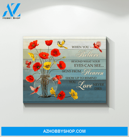 Cardinal Poppies When You Believe Canvas Wall Art