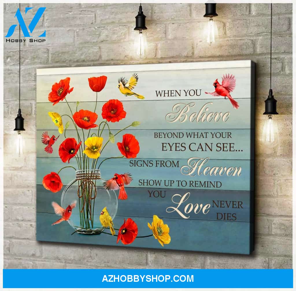 Cardinal Poppies When You Believe Canvas Wall Art