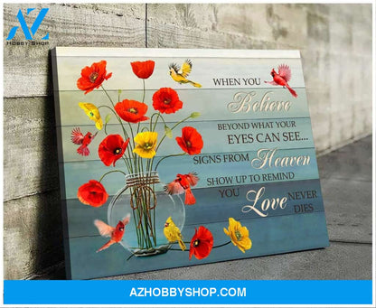 Cardinal Poppies When You Believe Canvas Wall Art