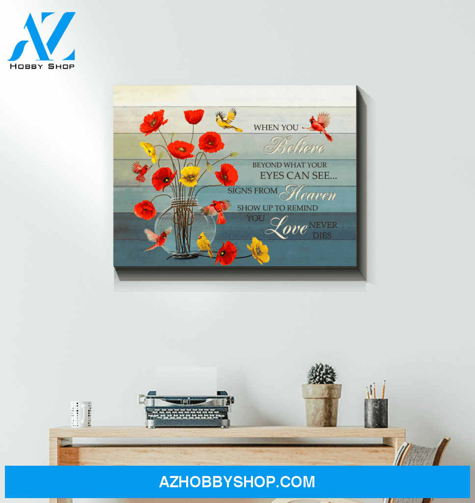 Cardinal Poppies When You Believe Canvas Wall Art