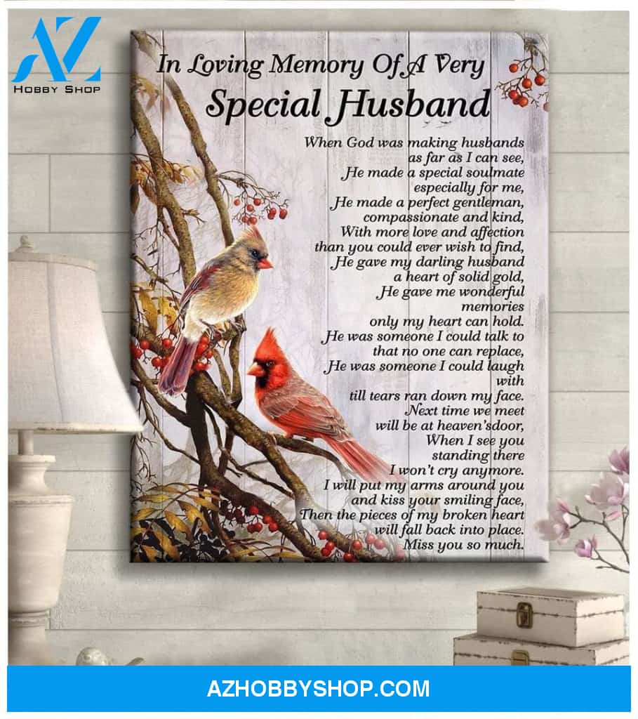 Cardinal Special Husband Canvas Wall Art, Wall Decor Visual Art