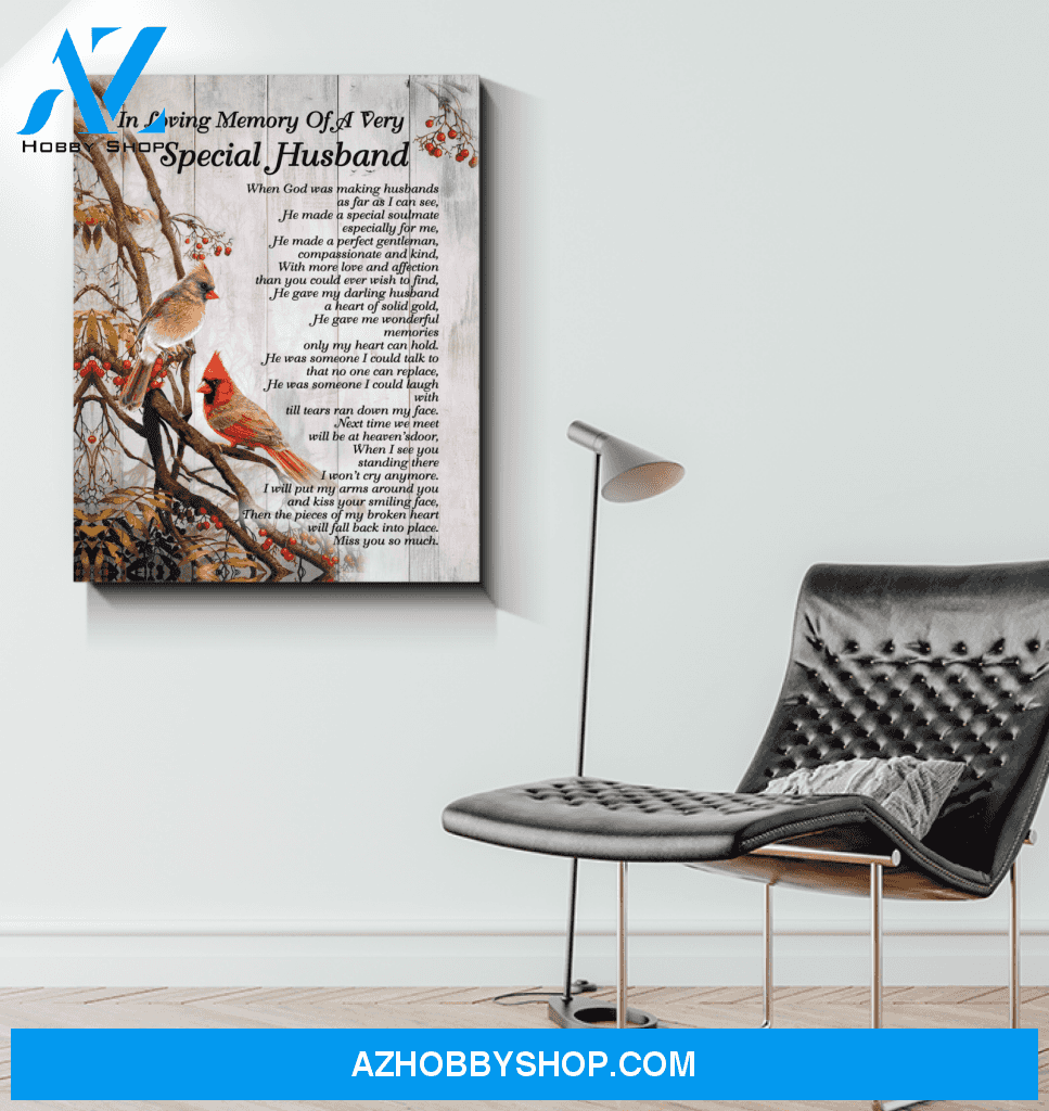 Cardinal Special Husband Canvas Wall Art, Wall Decor Visual Art