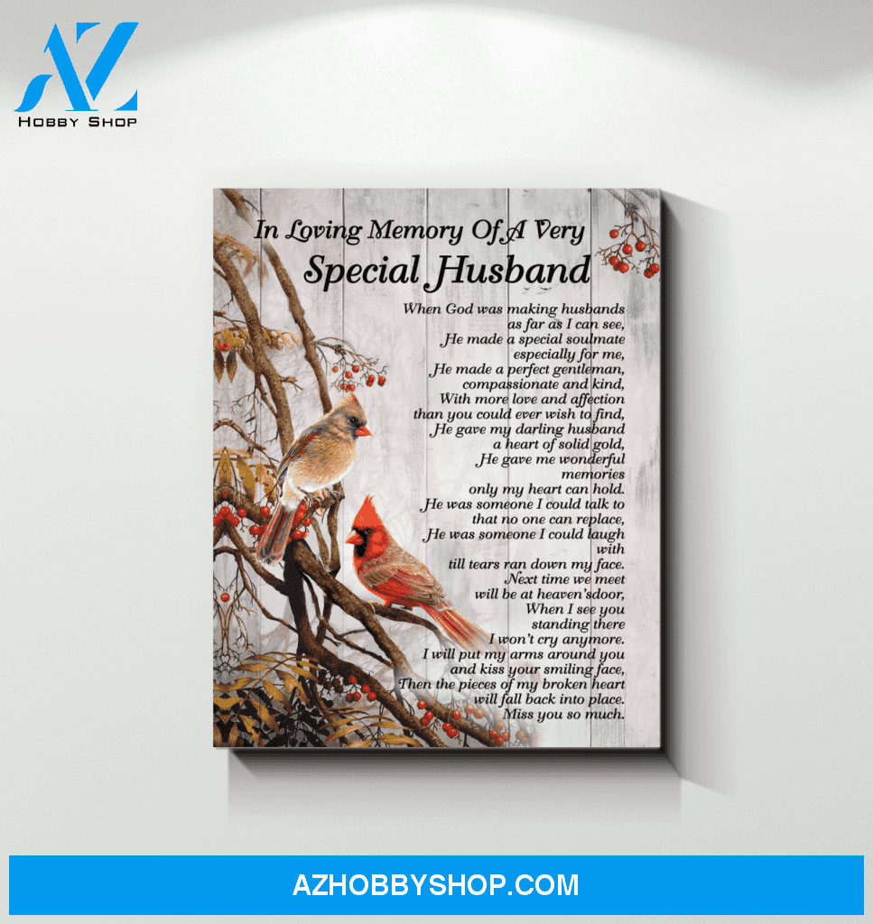 Cardinal Special Husband Canvas Wall Art, Wall Decor Visual Art