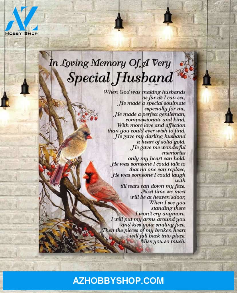 Cardinal Special Husband Canvas Wall Art, Wall Decor Visual Art