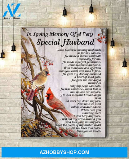 Cardinal Special Husband Canvas Wall Art, Wall Decor Visual Art