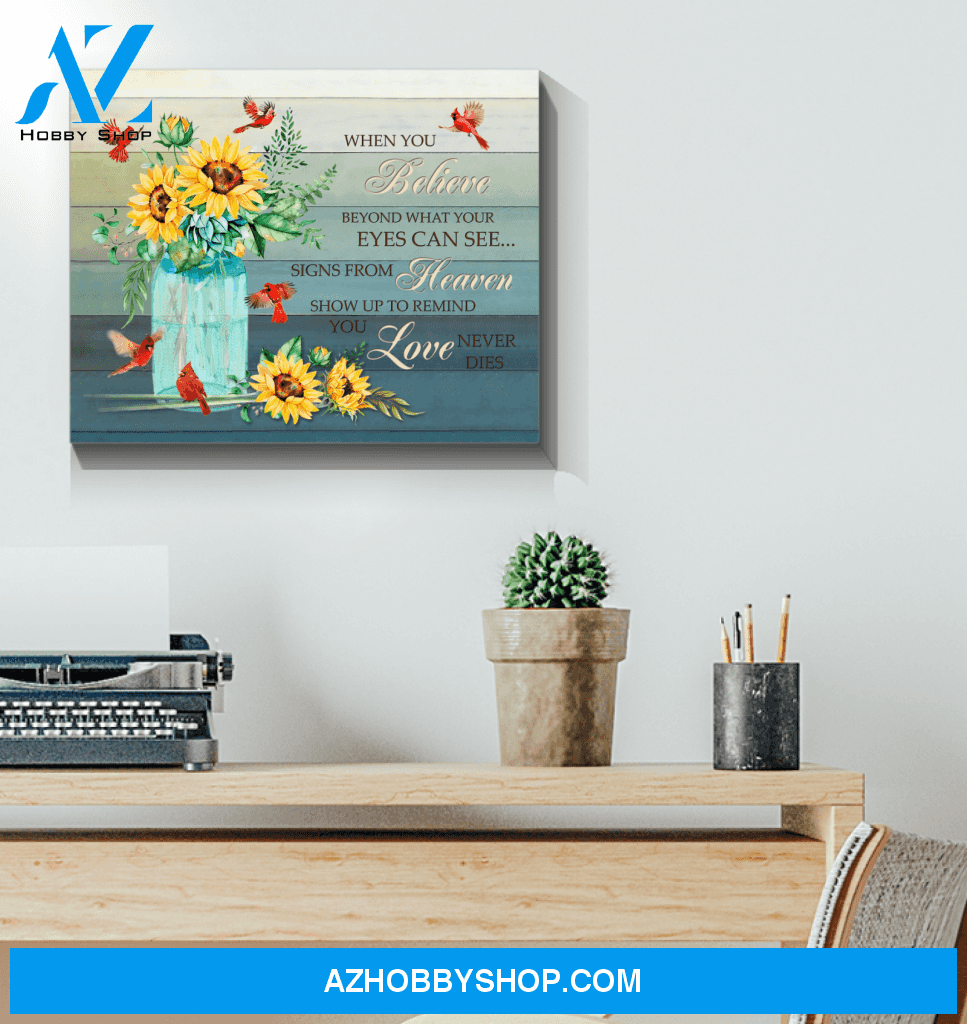 Cardinal Sunflower When You Believe Canvas Wall Art