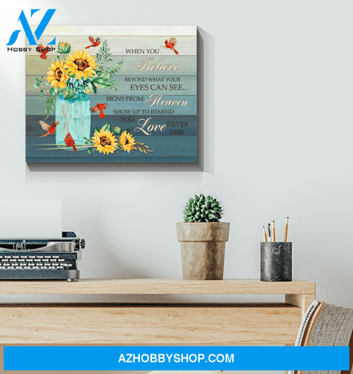 Cardinal Sunflower When You Believe Canvas Wall Art