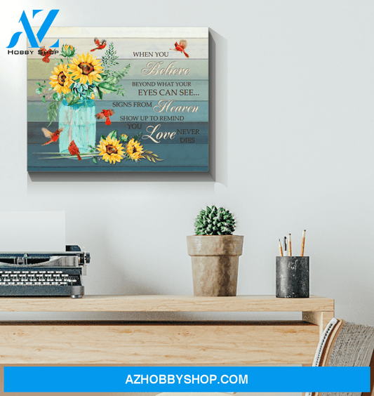 Cardinal Sunflower When You Believe Canvas Wall Art