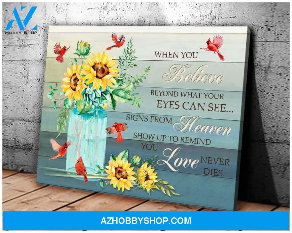 Cardinal Sunflower When You Believe Canvas Wall Art