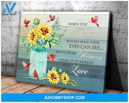Cardinal Sunflower When You Believe Canvas Wall Art