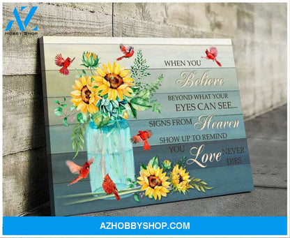 Cardinal Sunflower When You Believe Canvas Wall Art