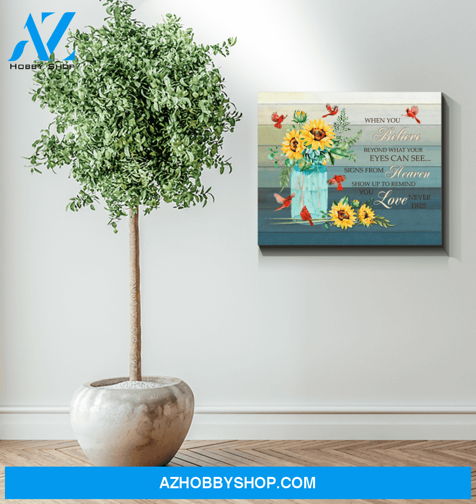 Cardinal Sunflower When You Believe Canvas Wall Art