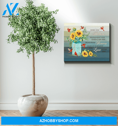 Cardinal Sunflower When You Believe Canvas Wall Art