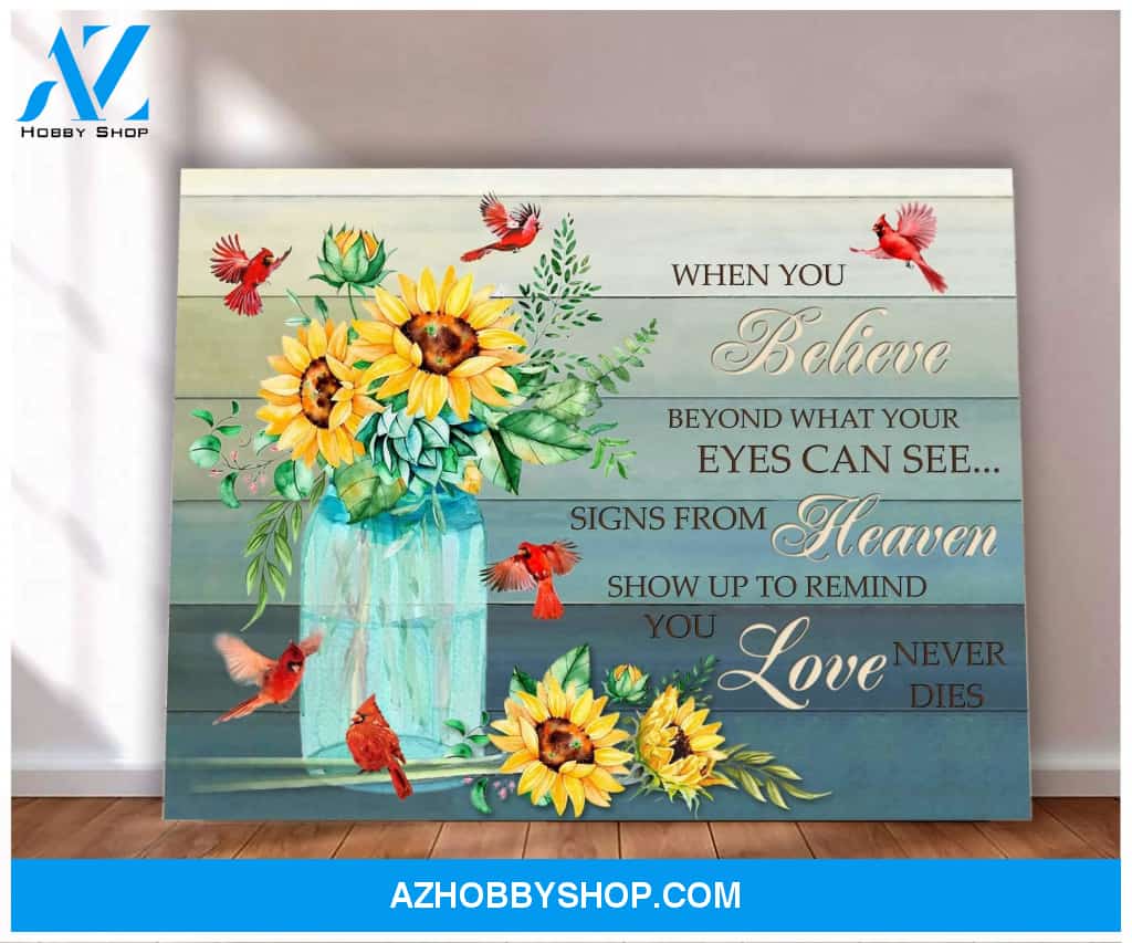 Cardinal Sunflower When You Believe Canvas Wall Art