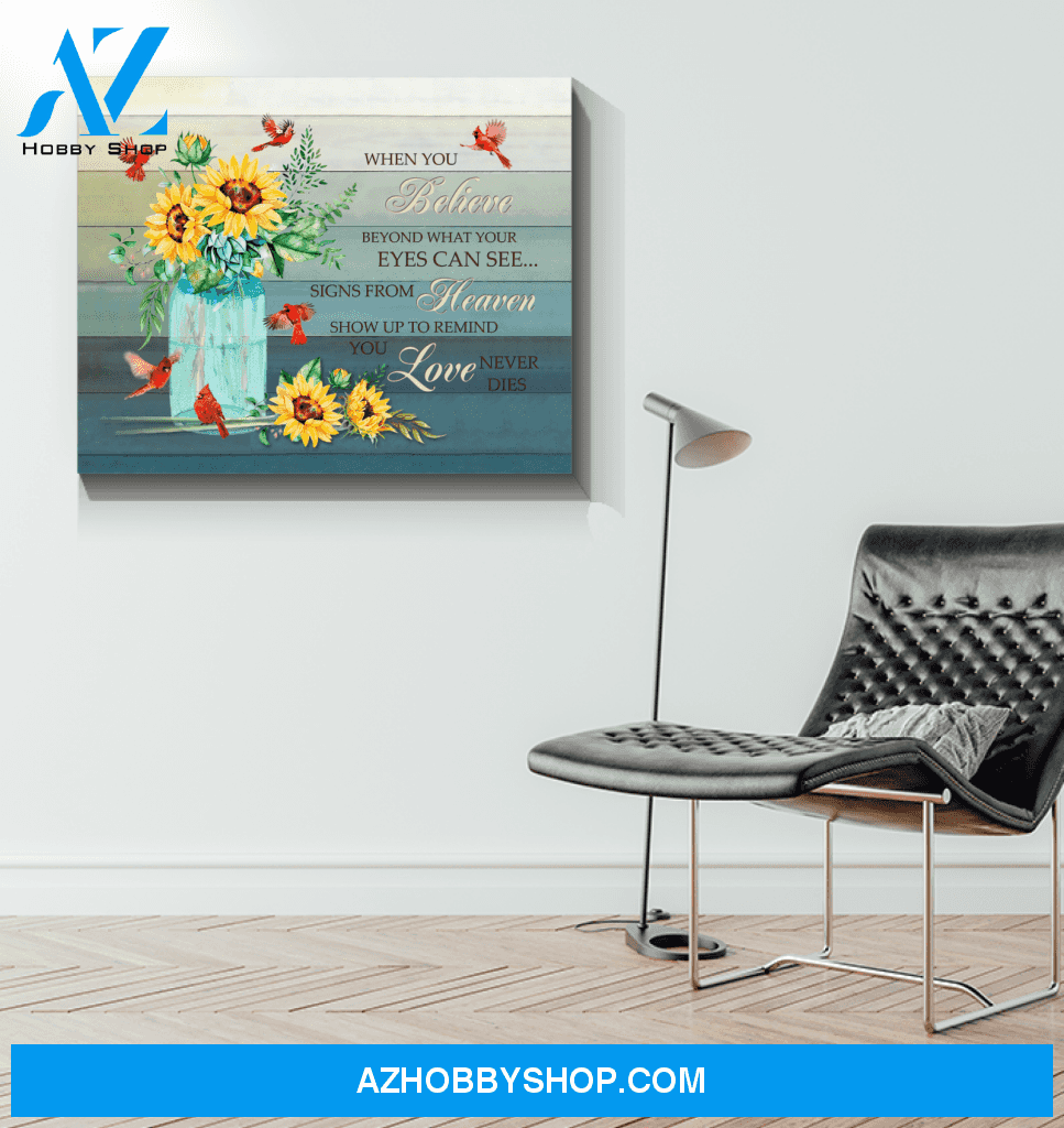 Cardinal Sunflower When You Believe Canvas Wall Art