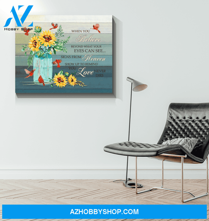 Cardinal Sunflower When You Believe Canvas Wall Art