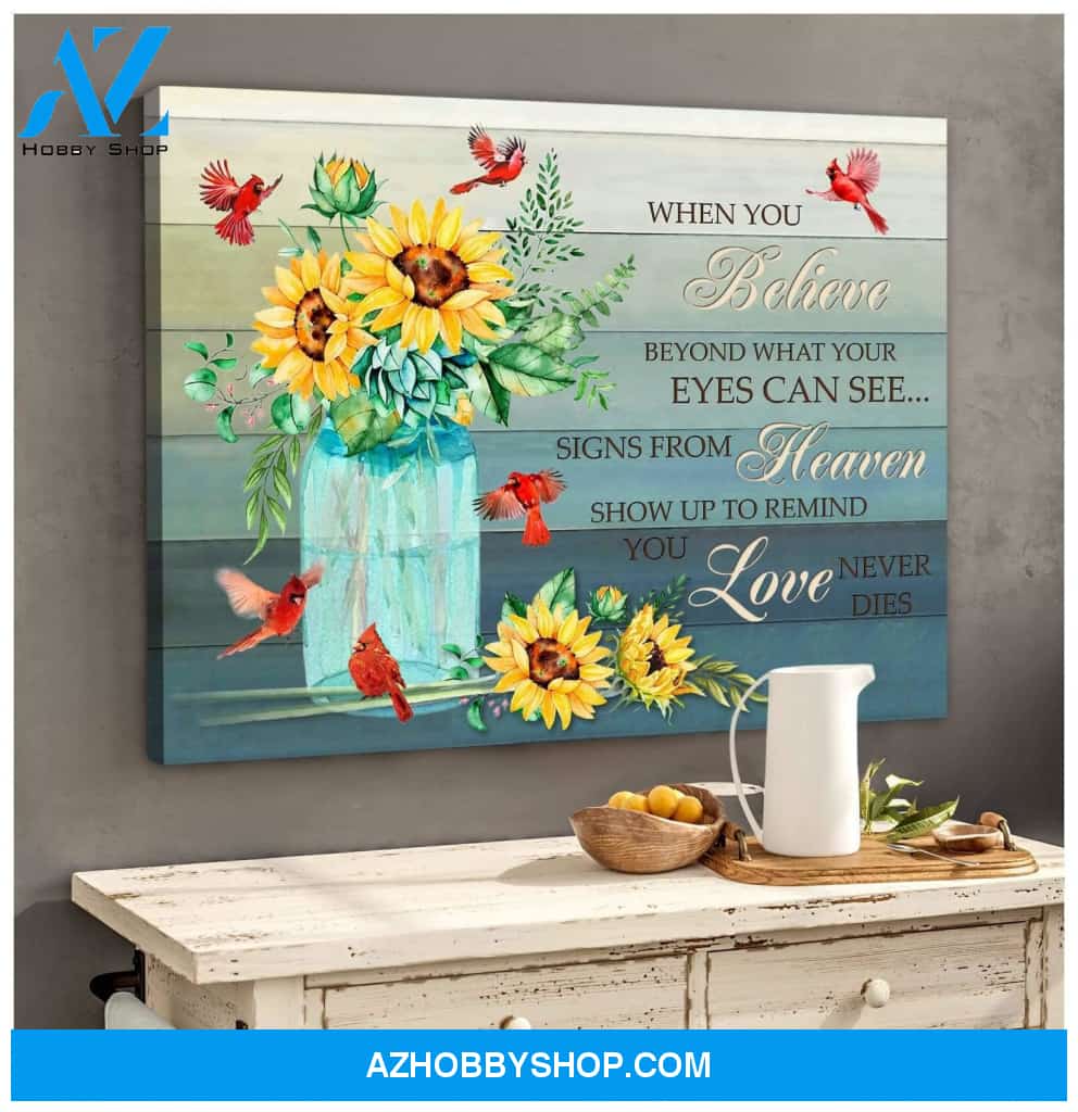 Cardinal Sunflower When You Believe Canvas Wall Art