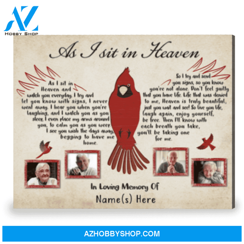 Cardinal Sympathy Gift Memorial Frame For Loved Ones As I Sit In Heaven