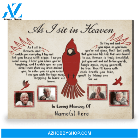 Cardinal Sympathy Gift Memorial Frame For Loved Ones As I Sit In Heaven