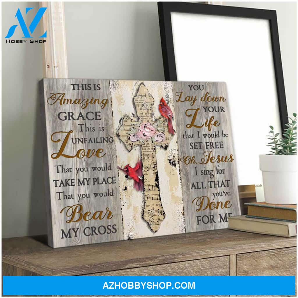 Cardinal, This is amazing grace - Matte Canvas, gift for you, gift for cardinal lover, memory gift, gift for widow, gift to widow, living room wall art, living room picture c39