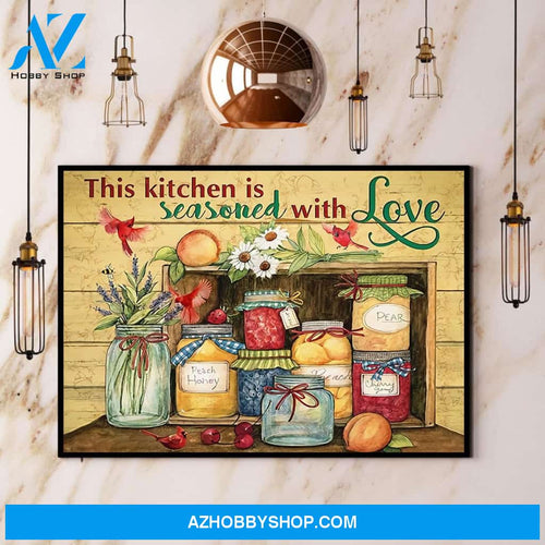 Cardinal This Kitchen Is Seasoned With Love Canvas And Poster, Wall Decor Visual Art