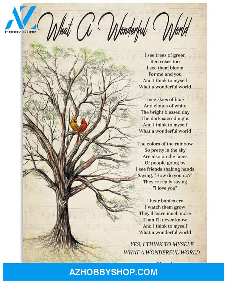 Cardinal Tree What a wonderful world Canvas And Poster, Canvas Painting, Wall Decor Visual Art