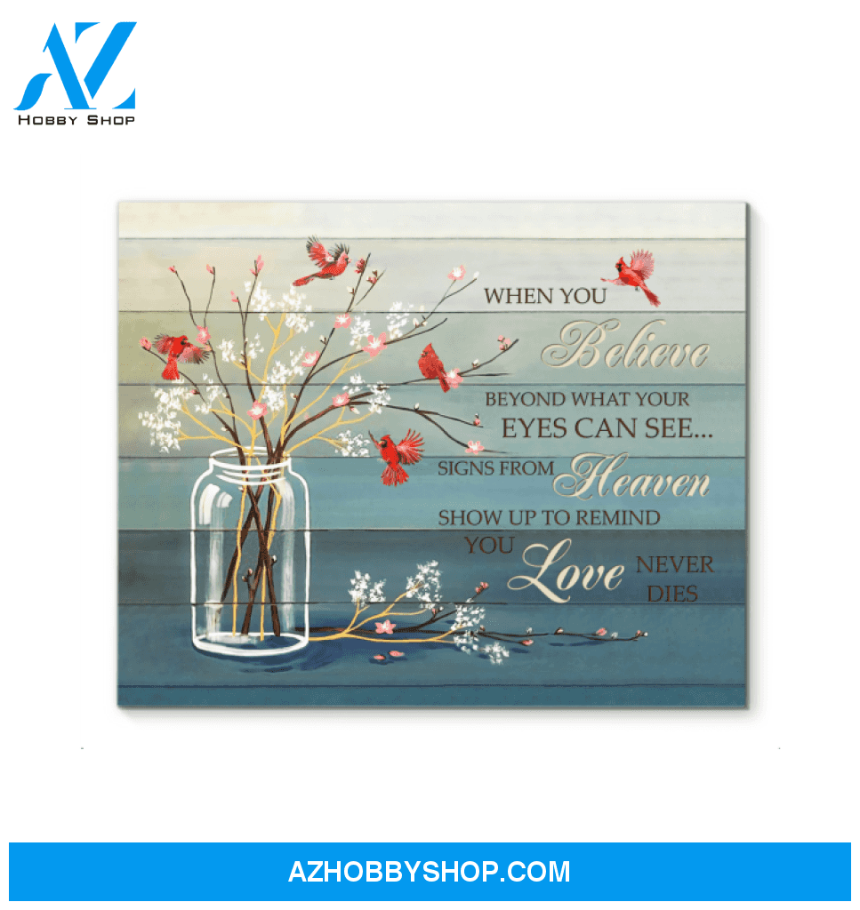 Cardinal When You Believe Decor Canvas Wall Art, Wall Decor Visual Art