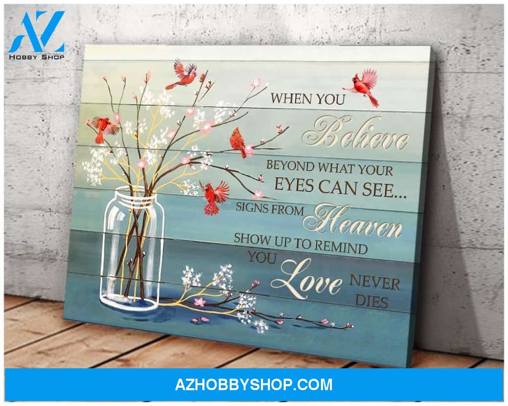 Cardinal When You Believe Decor Canvas Wall Art, Wall Decor Visual Art