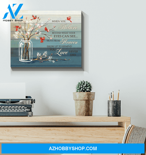 Cardinal When You Believe Decor Canvas Wall Art, Wall Decor Visual Art