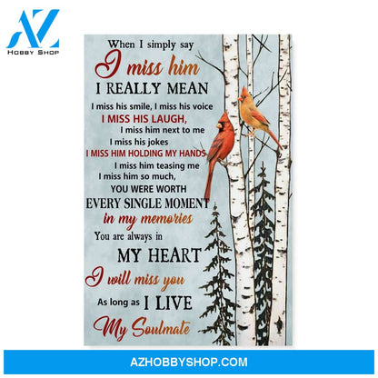Cardinal widow miss you as long as i live Matte Canvas (1.25") 20x30 16x24 11x14