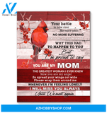 Cardinal You Are My Mom Canvas Wall Art Gift Mother's Day
