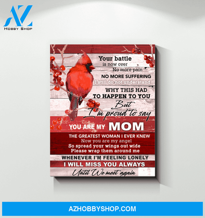Cardinal You Are My Mom Canvas Wall Art Gift Mother's Day