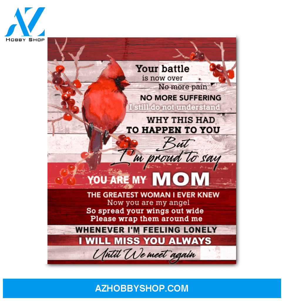 Cardinal You Are My Mom Canvas Wall Art Gift Mother's Day