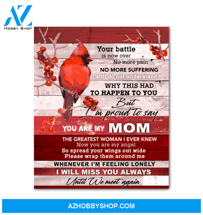Cardinal You Are My Mom Canvas Wall Art Gift Mother's Day