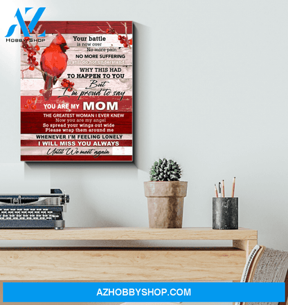 Cardinal You Are My Mom Canvas Wall Art Gift Mother's Day