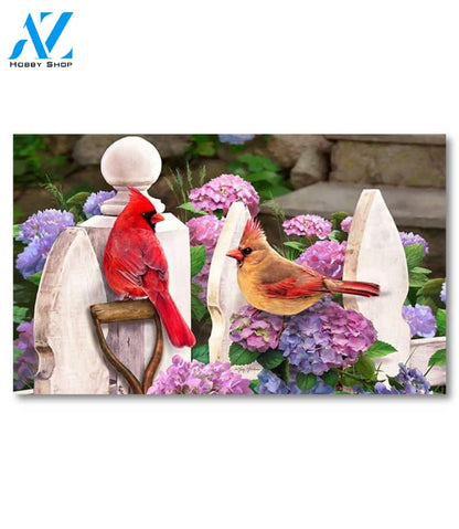 Cardinals and Hydrangeas Doormat - 18" x 30"
