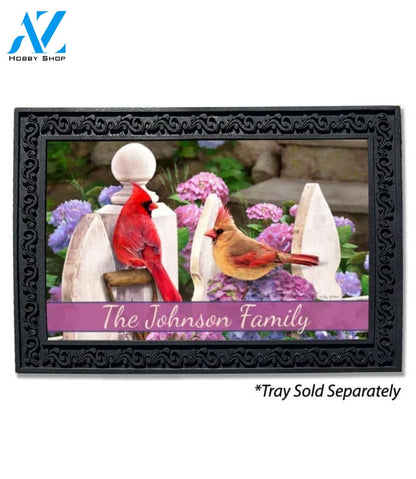 Cardinals and Hydrangeas Personalized Doormat - 18" x 30"