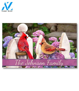 Cardinals and Hydrangeas Personalized Doormat - 18" x 30"