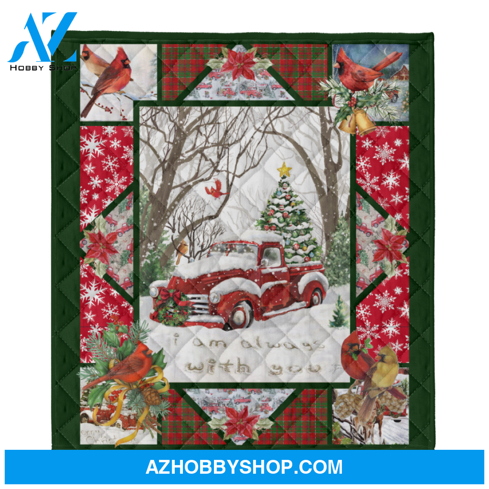 Cardinals Blanket, Red Truck I Am Always With You Fleece Blanket Gift For Family & Friends Gift Home Decor Bedding Couch Sofa Soft And Comfy Cozy