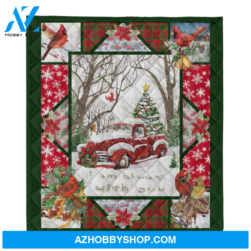 Cardinals Blanket, Red Truck I Am Always With You Fleece Blanket Gift For Family & Friends Gift Home Decor Bedding Couch Sofa Soft And Comfy Cozy