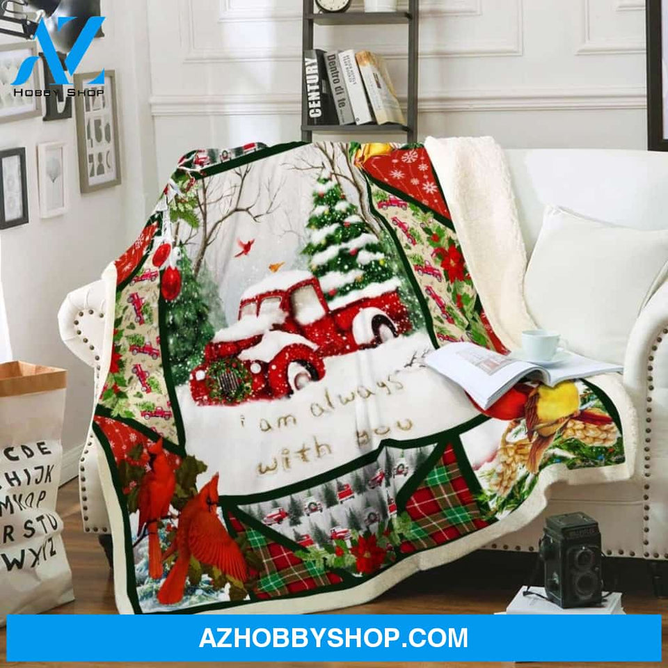 Cardinals Blanket, Red Truck I Am Always With You Fleece Blanket Gift For Family & Friends Gift Home Decor Bedding Couch Sofa Soft And Comfy Cozy