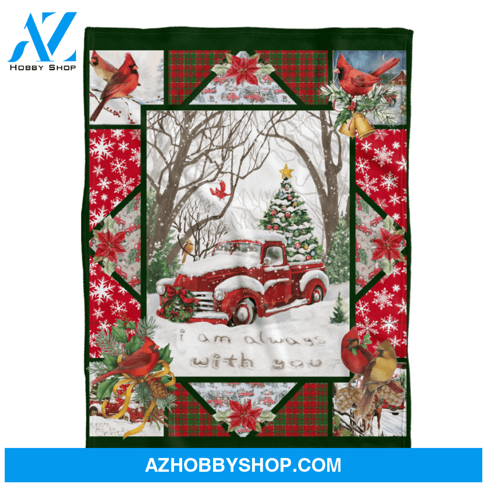 Cardinals Blanket, Red Truck I Am Always With You Fleece Blanket Gift For Family & Friends Gift Home Decor Bedding Couch Sofa Soft And Comfy Cozy