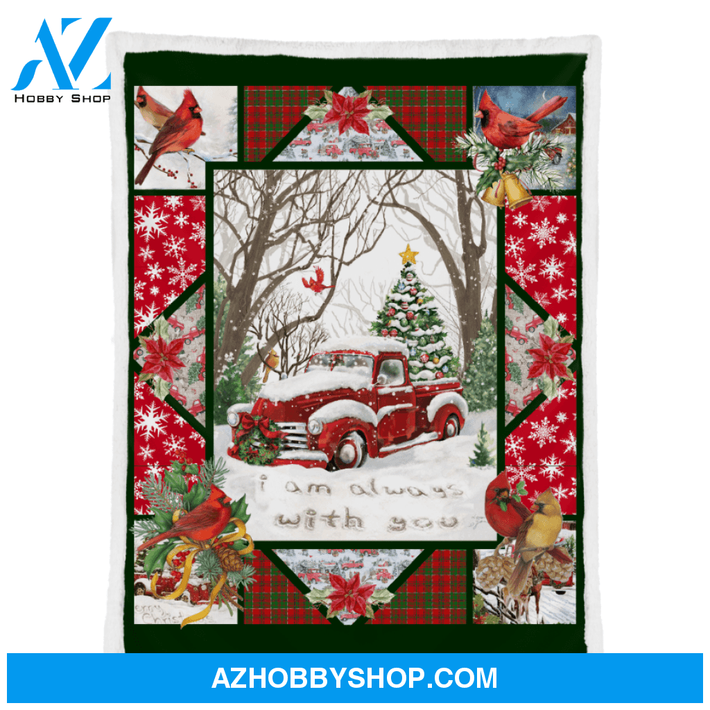 Cardinals Blanket, Red Truck I Am Always With You Fleece Blanket Gift For Family & Friends Gift Home Decor Bedding Couch Sofa Soft And Comfy Cozy