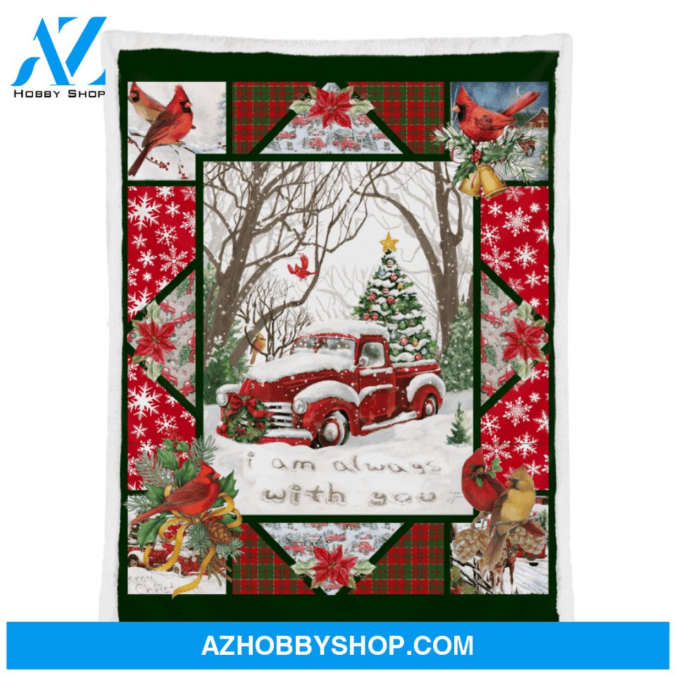 Cardinals Blanket, Red Truck I Am Always With You Fleece Blanket Gift For Family & Friends Gift Home Decor Bedding Couch Sofa Soft And Comfy Cozy
