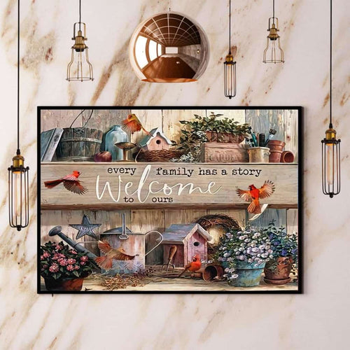 Cardinals Every Family Has A Story Welcome To Ours Paper Poster No Frame Matte Canvas Wall Decor